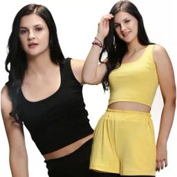 Sera Black & Yellow Striped Crop Top - Pack Of 2-image-65