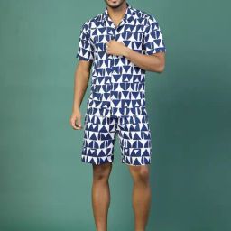 Rigo Dark Blue Slim Fit Printed Co-Ord Set-image-44