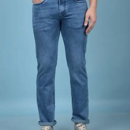 Crimsoune Club Blue Blended Straight Solid Jeans-image-6