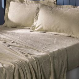 Maspar Evander Beige Cotton Printed 300 TC King Flat Bedsheet with 2 Pillow Cases-98