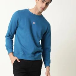 Rare Rabbit Blue Cotton Slim Fit Solid Sweatshirt-image-98