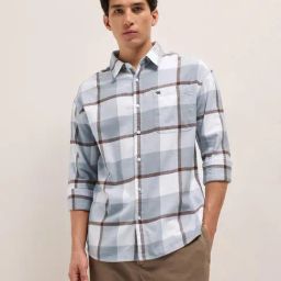 The Bear House Grey Cotton Relaxed Fit Checked Shirt-picture-46