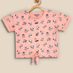 Kidsville Peach Printed T-Shirt-12