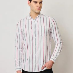 Lee White Slim Fit Striped Shirt-image-28