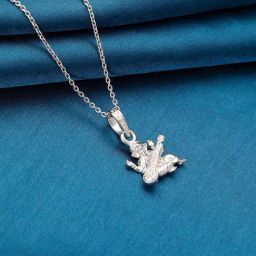GIVA 92.5 Sterling Silver Ganapati with Veena Unisex Pendant with Chain-picture-35