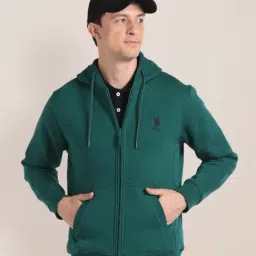 U.S. Polo Assn. Dark Green Cotton Regular Fit Hooded Sweatshirt-picture-37