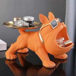 Smokey Cocktail Orange Resin Bulldog Storage Sculpture-image-68