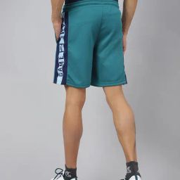 ALCIS Teal Green Printed Soft-Touch Slim Fit Athleisure Shorts image 2