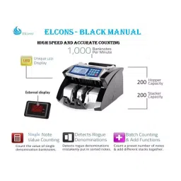 Elcons Manual Note Counting Machine 1000 notes/min, Black Manual image 2