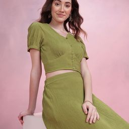 DressBerry Crinkle Cropped Top & Midi Skirt-image-76