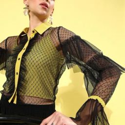 KASSUALLY Black Lace Shirt-image-80