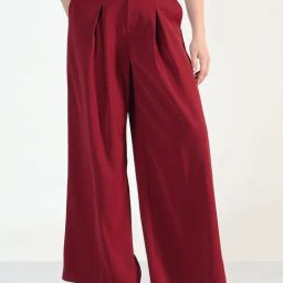 Showoff Maroon Straight Fit Trousers With Belt-image-86