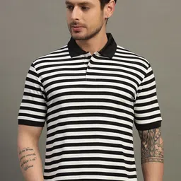 RENUOVO Men Striped Polo Collar Pockets T-shirt-picture-11
