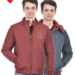 Integriti Maroon & Navy Regular Fit Printed Reversible Jacket-picture-33
