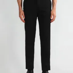 Arrow Black Regular Fit Trousers-picture-49