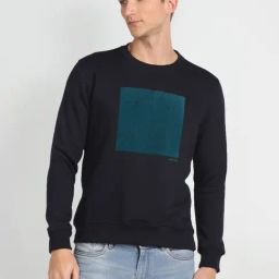 Arrow Sport Blue Cotton Regular Fit Printed Sweatshirt-image-5
