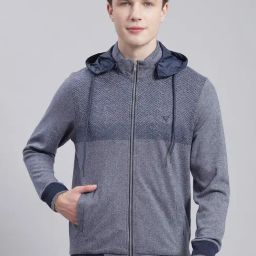 Monte Carlo Mid Blue Regular Fit Printed Hooded Sweatshirt-43