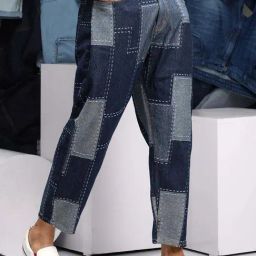 Campus Sutra Blue Cotton Regular Fit Colour Block Jeans-image-56