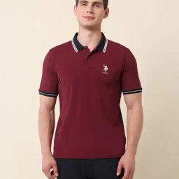 U.S. Polo Assn. Maroon Cotton Slim Fit Polo T-Shirt-image-59