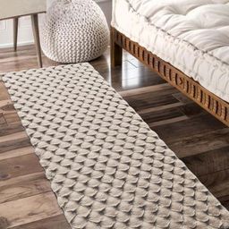 OBSESSIONS Beige Rectangular Antistatic Non Slip Bedside Floor Runner-5