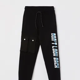 Fame Forever by Lifestyle Boys Typography Printed Pure Cotton Mid Rise Joggers-image-30