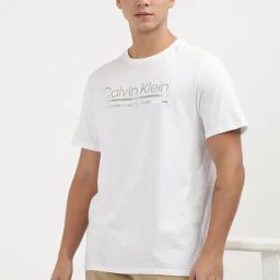 Calvin Klein Brilliant White Cotton Regular Fit Solid T-Shirt-image-32