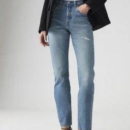 Levi's 501 Blue Cotton Regular Fit Distressed Jeans-image-87