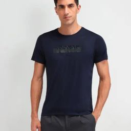 Arrow New York Navy Cotton Regular Fit Printed T-Shirt-image-64