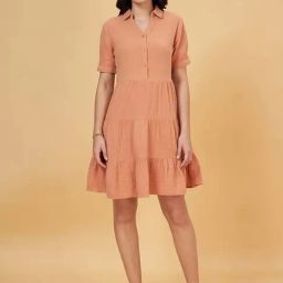 Honey by Pantaloons Peach Cotton A-Line Dress-picture-24