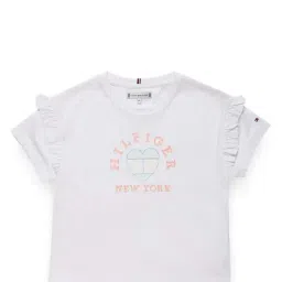Tommy Hilfiger Girls White Solid Relaxed Fit Polo T-Shirt-image-67