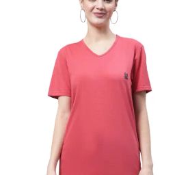 Vimal Jonney Pink Cotton Logo Print T-Shirt-image-38