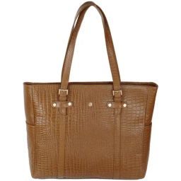 Tortoise Work Edition Avril Brown Textured Medium Laptop Tote Handbag-image-3