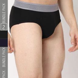UnderJeans by Spykar Navy & Black Briefs - Pack of 2-image-81