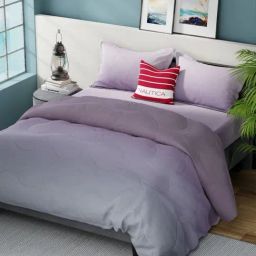 Nautica Bradford Purple & Mauve Cotton 160 TC Bedsheet & Comforter with 2 Pillow Covers-picture-26