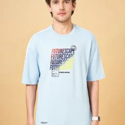 Ajile by Pantaloons Sky Blue Slim Fit Printed Sports T-Shirt-image-21
