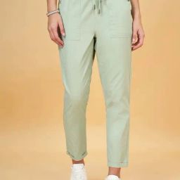Honey by Pantaloons Frosty Green Cotton Pants-picture-17