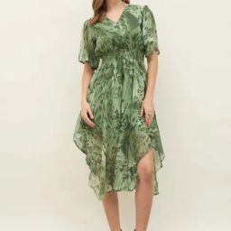 Styli Green A-Line Printed Dress-image-68