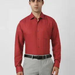 Van Heusen Red Cotton Regular Fit Texture Shirt-picture-13