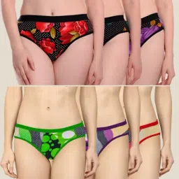 AROUSY Black & Green Printed Bikini Panties - Pack Of 6-image-55