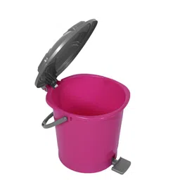Kuber Industries Red & Pink 2 Pieces Printed Durable Pedal Dustbins With Handle -7Ltr Each image 3