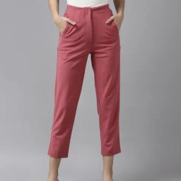 KASSUALLY Pink Regular Fit Mid Rise Trousers-image-94