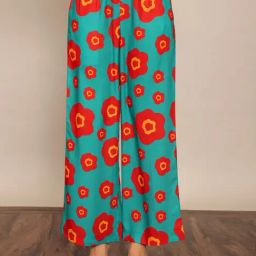 KAORI BY SHREYA AGARWAL Green Georgette Floral Pants-image-56