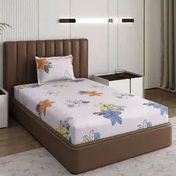 Monte Carlo Pixel Mauve & Blue Floral Printed 120 TC Single Bedsheet Set 1.52 m x 2.30 m-picture-48