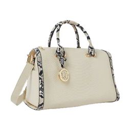 Styli Snakeskin Panel Print Bowling Bag with Zip Closure-20