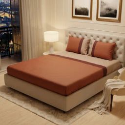 Stoa Paris Urbain Beige 300 TC Polyester King Bedsheet with 2 Pillow Covers-image-56