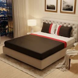 Stoa Paris Urbain Black & White 300 TC Polyester King Bedsheet with 2 Pillow Covers-image-41