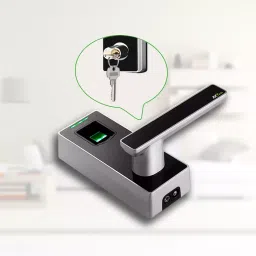 ZKTeco Smart Door Lock with Fingerprint, Mechanical Key, Reversible Handle Black- ML10 image 2