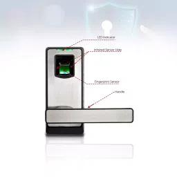 ZKTeco Smart Door Lock with Fingerprint, Reversible Handle, LED Indicator, Emergency Key- PL10 image 3