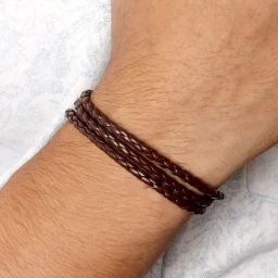Joker & Witch Aaron Braided Wrap Around Brown Men's Flexible Fit Bracelet-13
