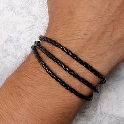 Joker & Witch All Black Aaron Braided Wrap Around Black Men's Flexible Fit Bracelet-image-61